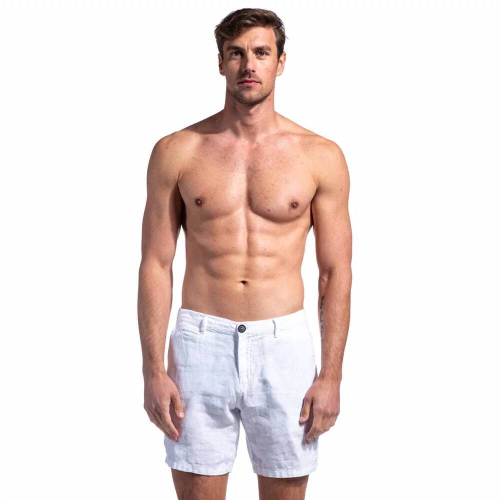 NEW EIGHT X linen slim fit shorts in white
